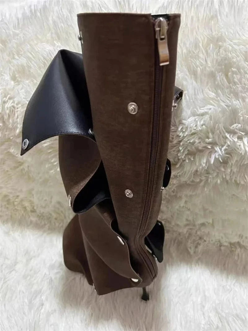 IDOIT New Color Pointed Toe Buckle Stiletto Removable Boots Transformer Over The Knee Boots Thigh High Women Designer Boots