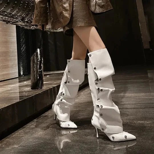 IDOIT New Color Pointed Toe Buckle Stiletto Removable Boots Transformer Over The Knee Boots Thigh High Women Designer Boots