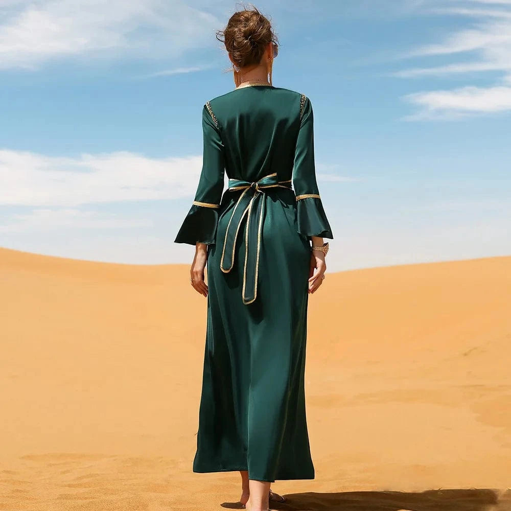 In Stock Complex Craft Sewing Diamond Dress Dubai Muslim Islamic Fashion Abaya Clothing Modern Dress