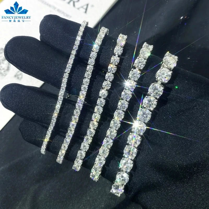 In Stock Hip Hop 925 Silver 2mm 3mm 4mm 5mm 6.5mm 8mm Moissanite Tennis Bracelet Pass Diamond Test Iced Out Moissanite Jewelry