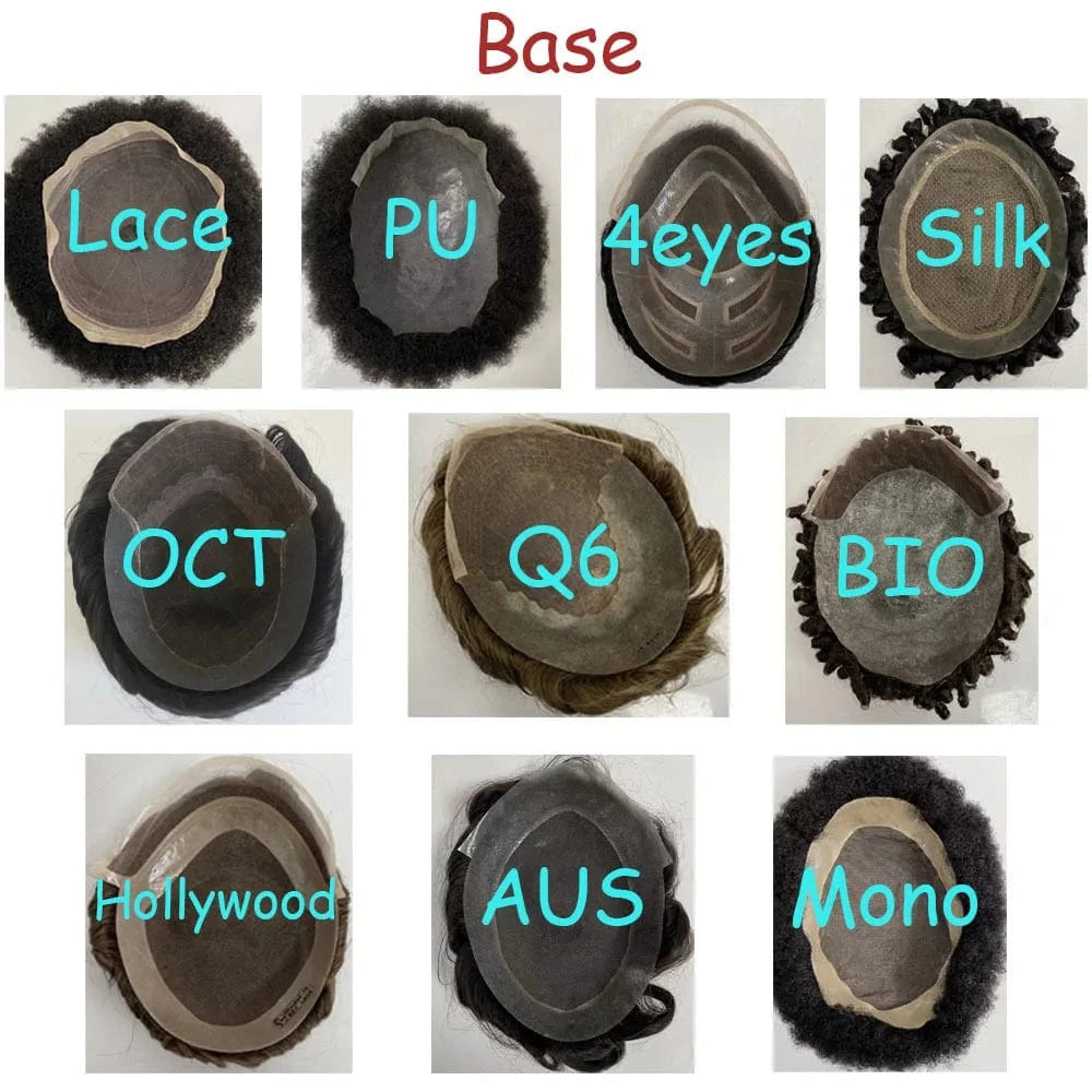 Indian Virgin Human Hair System #1 Black Color Afro Twist Braids 8x10 Full PU Toupee for Black Men