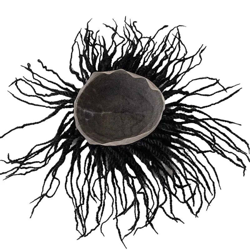 Indian Virgin Human Hair System #1 Black Color Afro Twist Braids 8x10 Full PU Toupee for Black Men