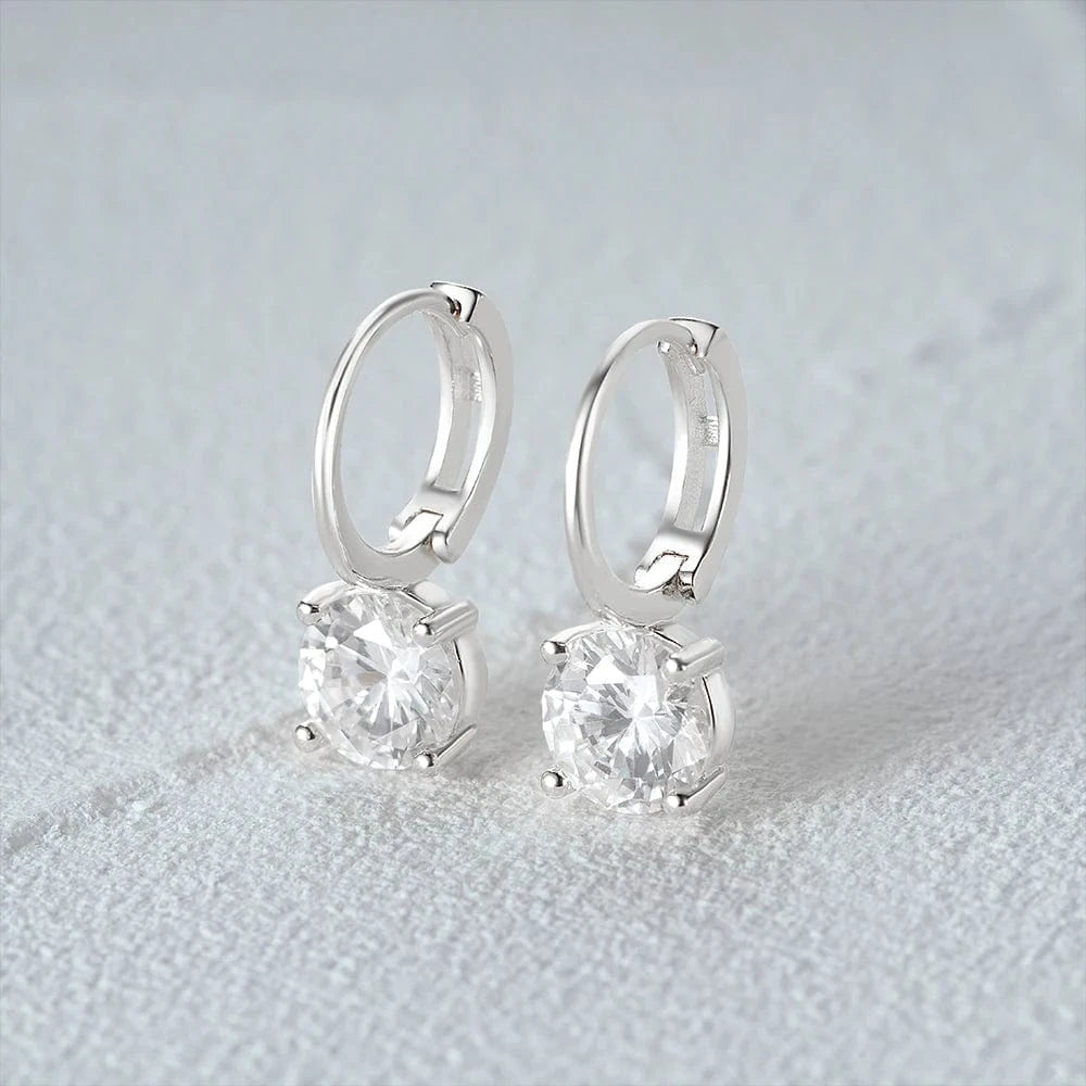 Ins Popular Hoop Earrings Trendy 5A Zircon Big Stone Fine Jewelry For Women 925 Silver Luxury Pendant Earring
