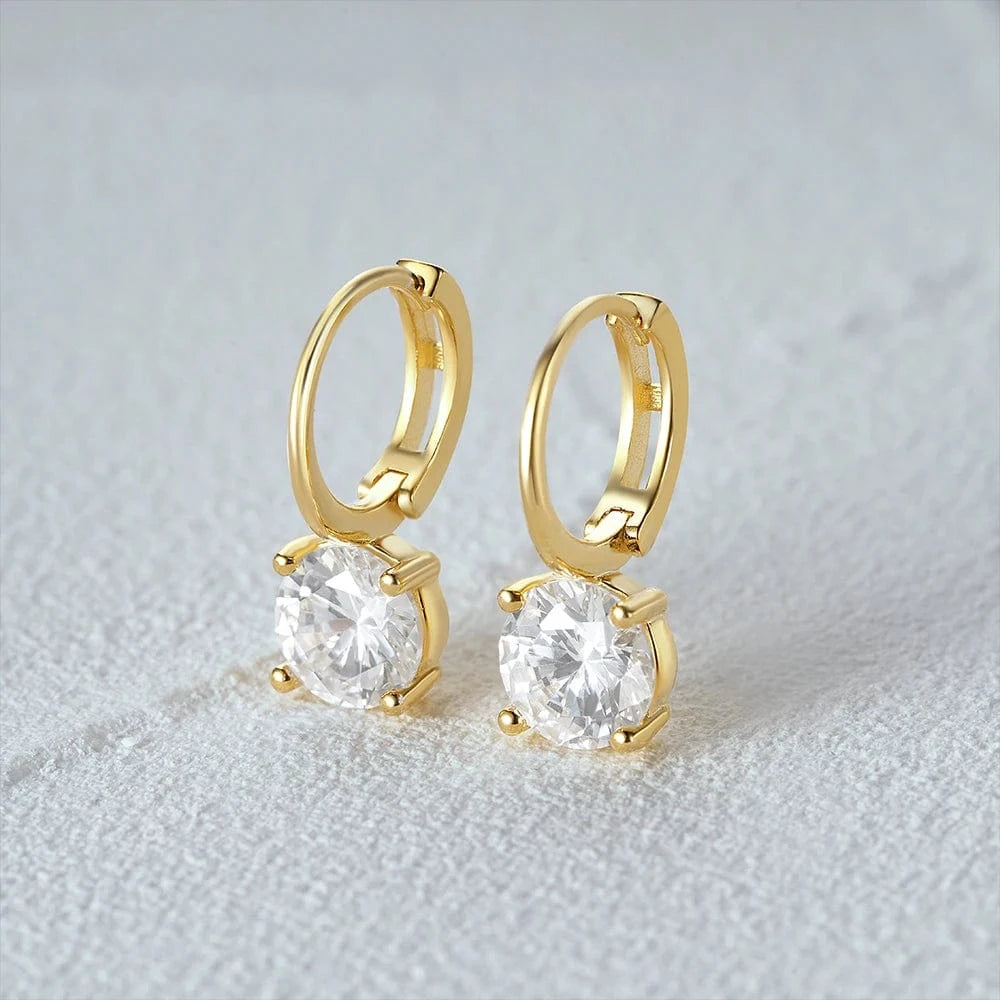 Ins Popular Hoop Earrings Trendy 5A Zircon Big Stone Fine Jewelry For Women 925 Silver Luxury Pendant Earring
