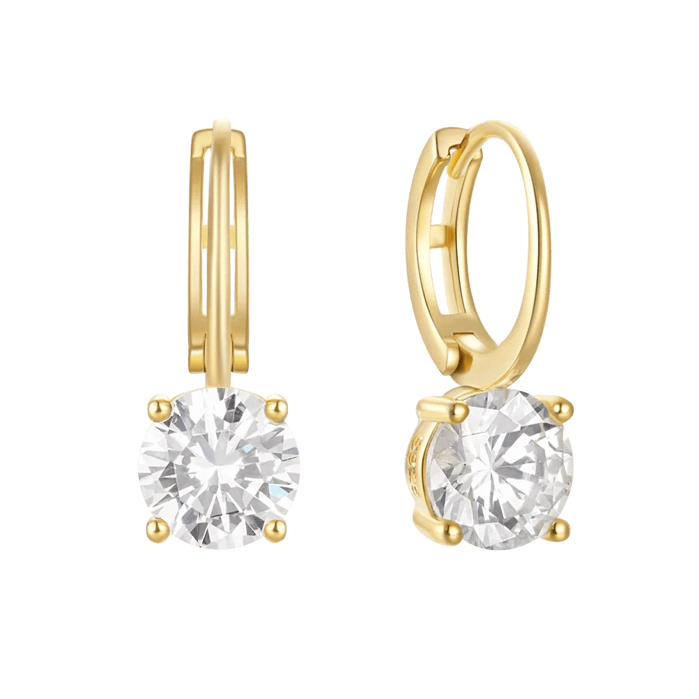 Ins Popular Hoop Earrings Trendy 5A Zircon Big Stone Fine Jewelry For Women 925 Silver Luxury Pendant Earring