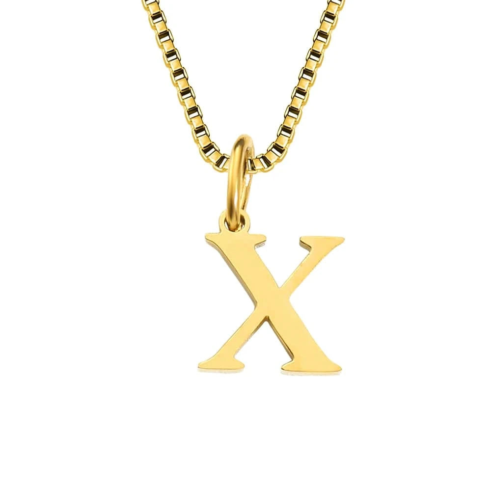 INS Stainless Steel 14K Gold PVD Plated Box Chain 10MM Letter Alphabet Initial Personalized Name Necklace Jewelry For Women
