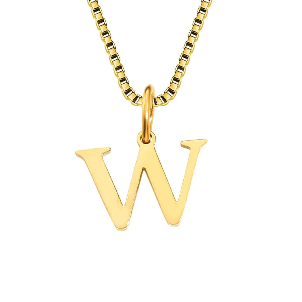 INS Stainless Steel 14K Gold PVD Plated Box Chain 10MM Letter Alphabet Initial Personalized Name Necklace Jewelry For Women