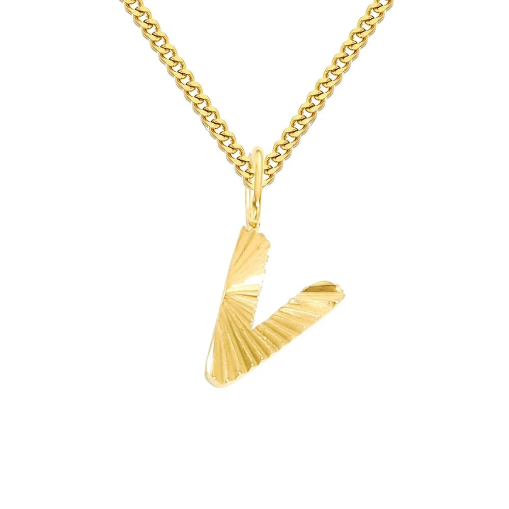 INS Stainless Steel 14K Gold PVD Plated Laser Pattern Letter Alphabet Initial Personalized Name Necklace Jewelry For Women