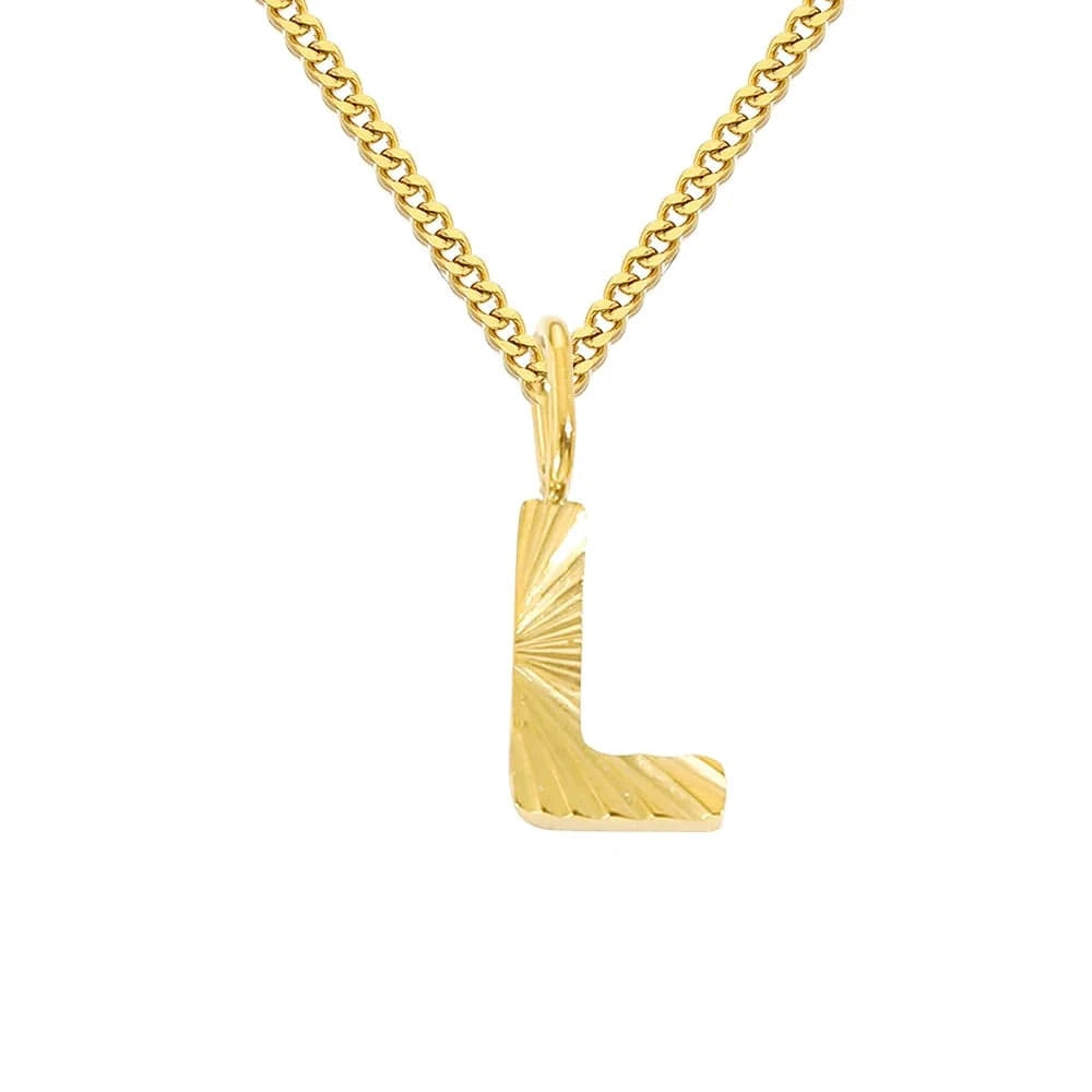 INS Stainless Steel 14K Gold PVD Plated Laser Pattern Letter Alphabet Initial Personalized Name Necklace Jewelry For Women