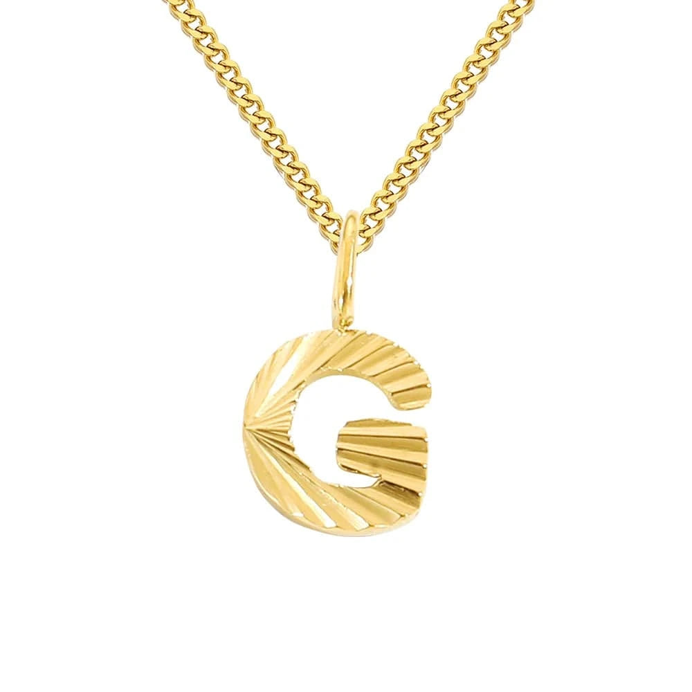 INS Stainless Steel 14K Gold PVD Plated Laser Pattern Letter Alphabet Initial Personalized Name Necklace Jewelry For Women