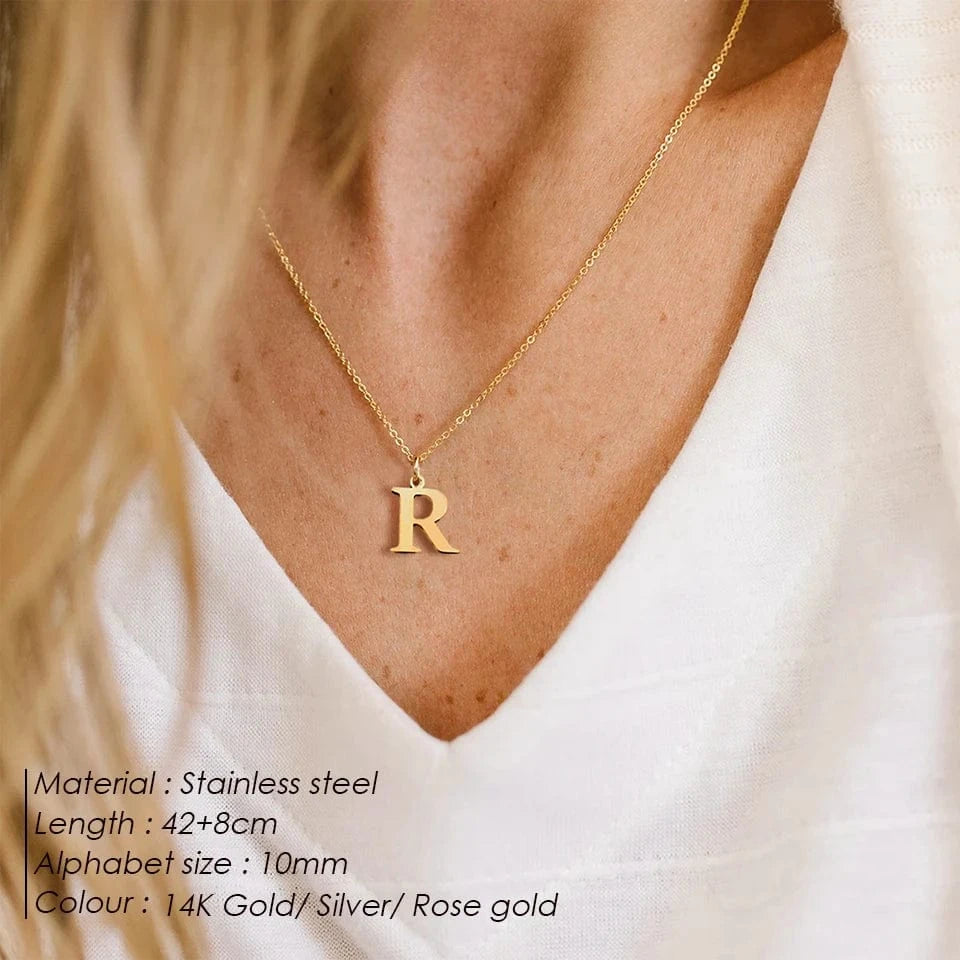 INS Stainless Steel 14K Gold PVD Plated Letter Alphabet Initial Personalized Name Necklace Titanium Steel Jewelry For Women
