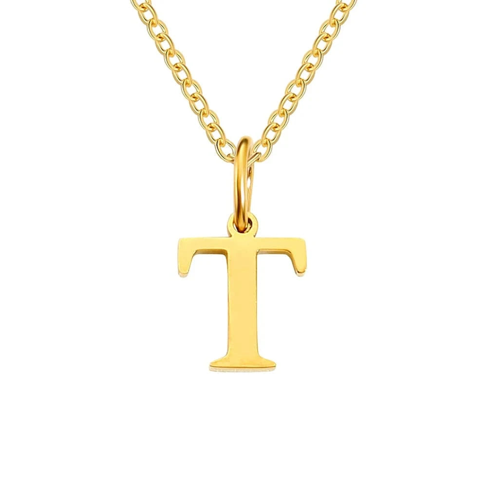 INS Stainless Steel 14K Gold PVD Plated Letter Alphabet Initial Personalized Name Necklace Titanium Steel Jewelry For Women