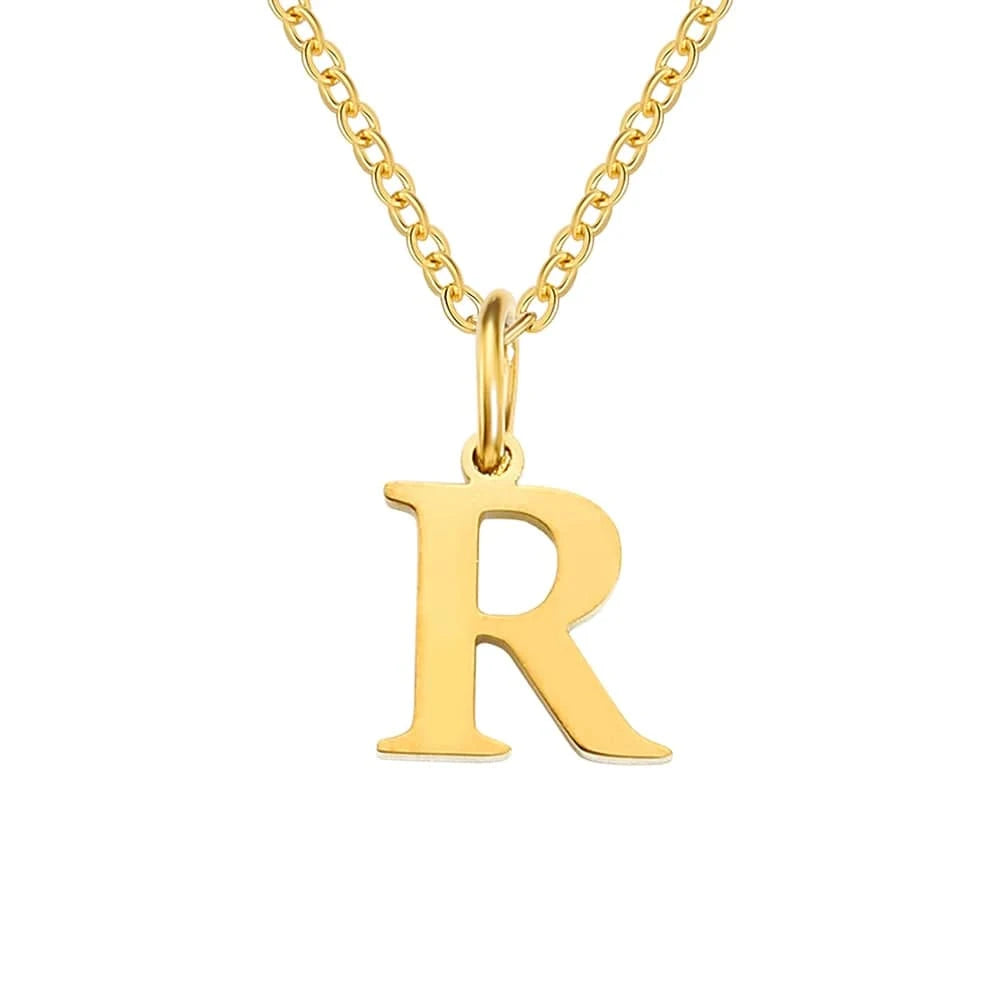 INS Stainless Steel 14K Gold PVD Plated Letter Alphabet Initial Personalized Name Necklace Titanium Steel Jewelry For Women
