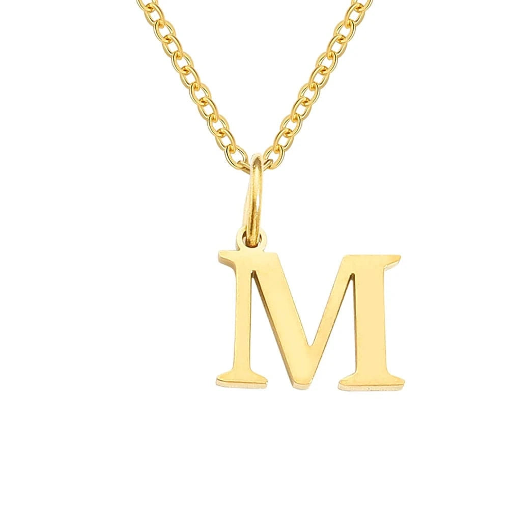 INS Stainless Steel 14K Gold PVD Plated Letter Alphabet Initial Personalized Name Necklace Titanium Steel Jewelry For Women