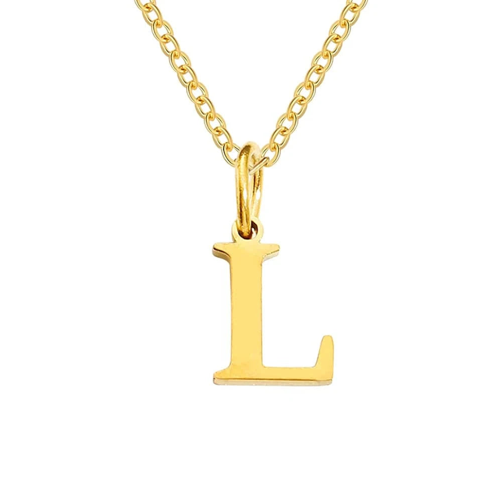 INS Stainless Steel 14K Gold PVD Plated Letter Alphabet Initial Personalized Name Necklace Titanium Steel Jewelry For Women