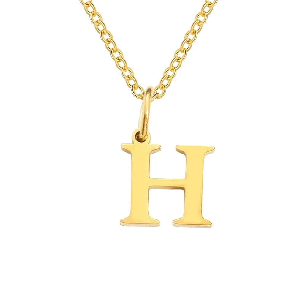 INS Stainless Steel 14K Gold PVD Plated Letter Alphabet Initial Personalized Name Necklace Titanium Steel Jewelry For Women