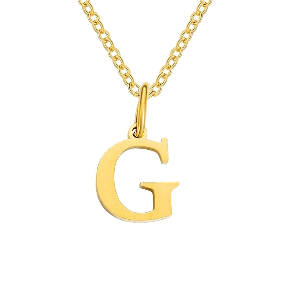 INS Stainless Steel 14K Gold PVD Plated Letter Alphabet Initial Personalized Name Necklace Titanium Steel Jewelry For Women