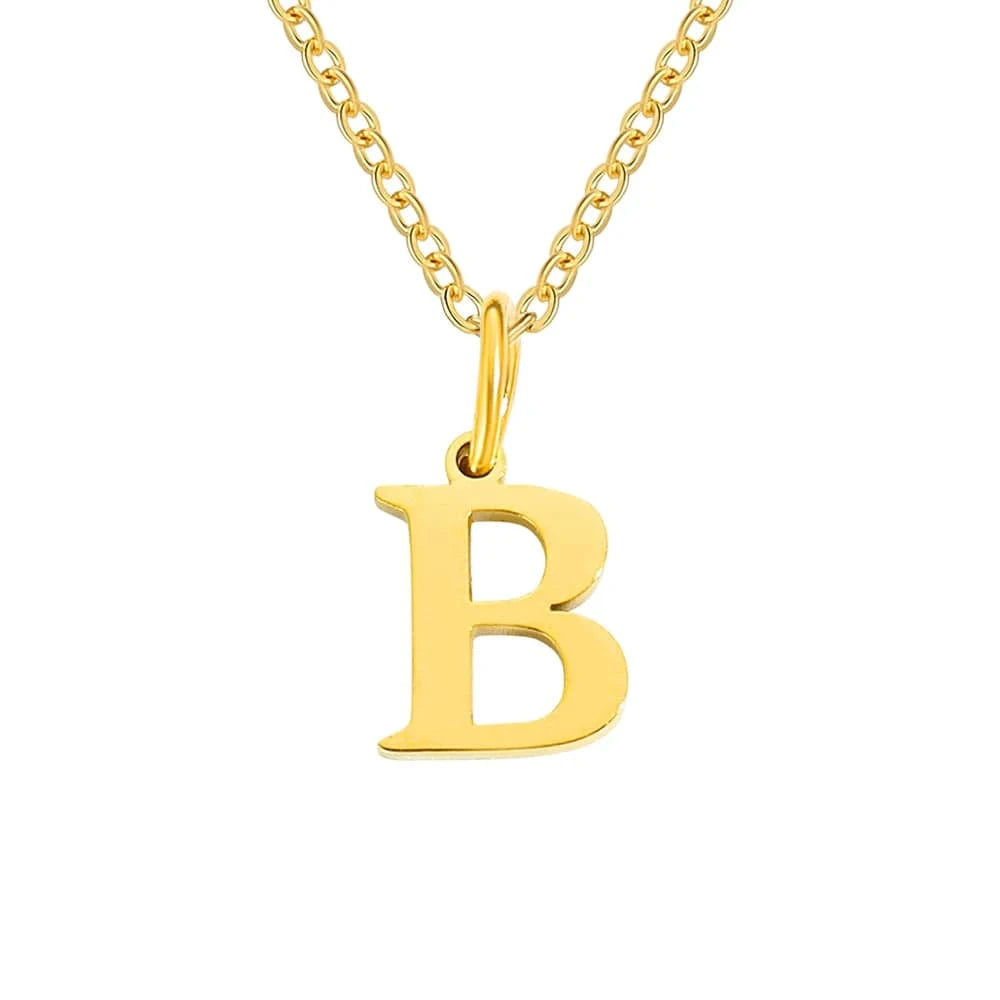 INS Stainless Steel 14K Gold PVD Plated Letter Alphabet Initial Personalized Name Necklace Titanium Steel Jewelry For Women