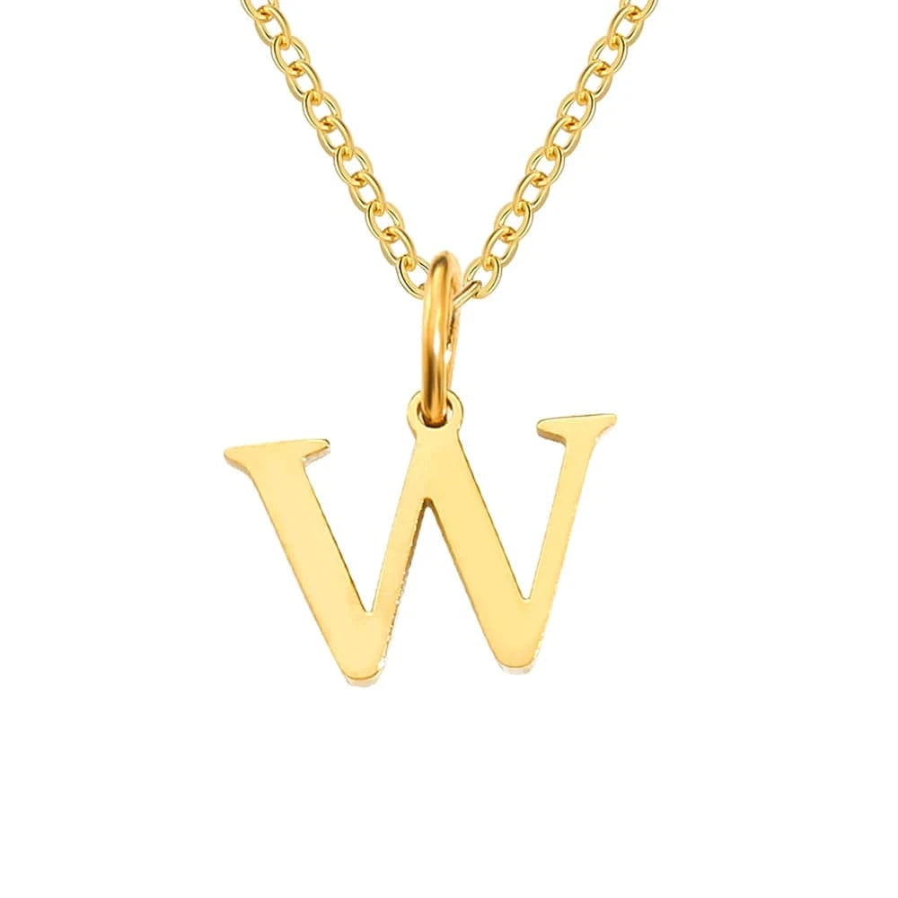 INS Stainless Steel 14K Gold PVD Plated Letter Alphabet Initial Personalized Name Necklace Titanium Steel Jewelry For Women
