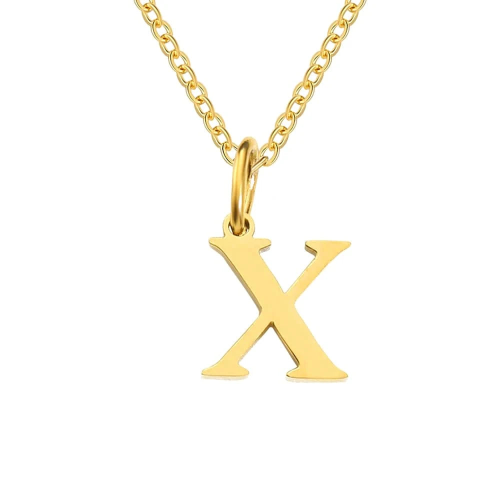 INS Stainless Steel 14K Gold PVD Plated Letter Alphabet Initial Personalized Name Necklace Titanium Steel Jewelry For Women