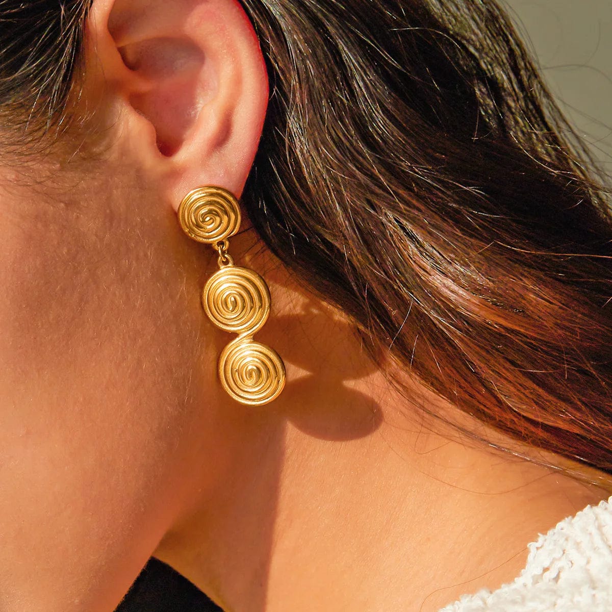 Ins Style / Gold New Style Dainty 18K Gold Plated Stainless Steel Jewelry Waterproof Simple Bamboo Hoop Earrings for Women