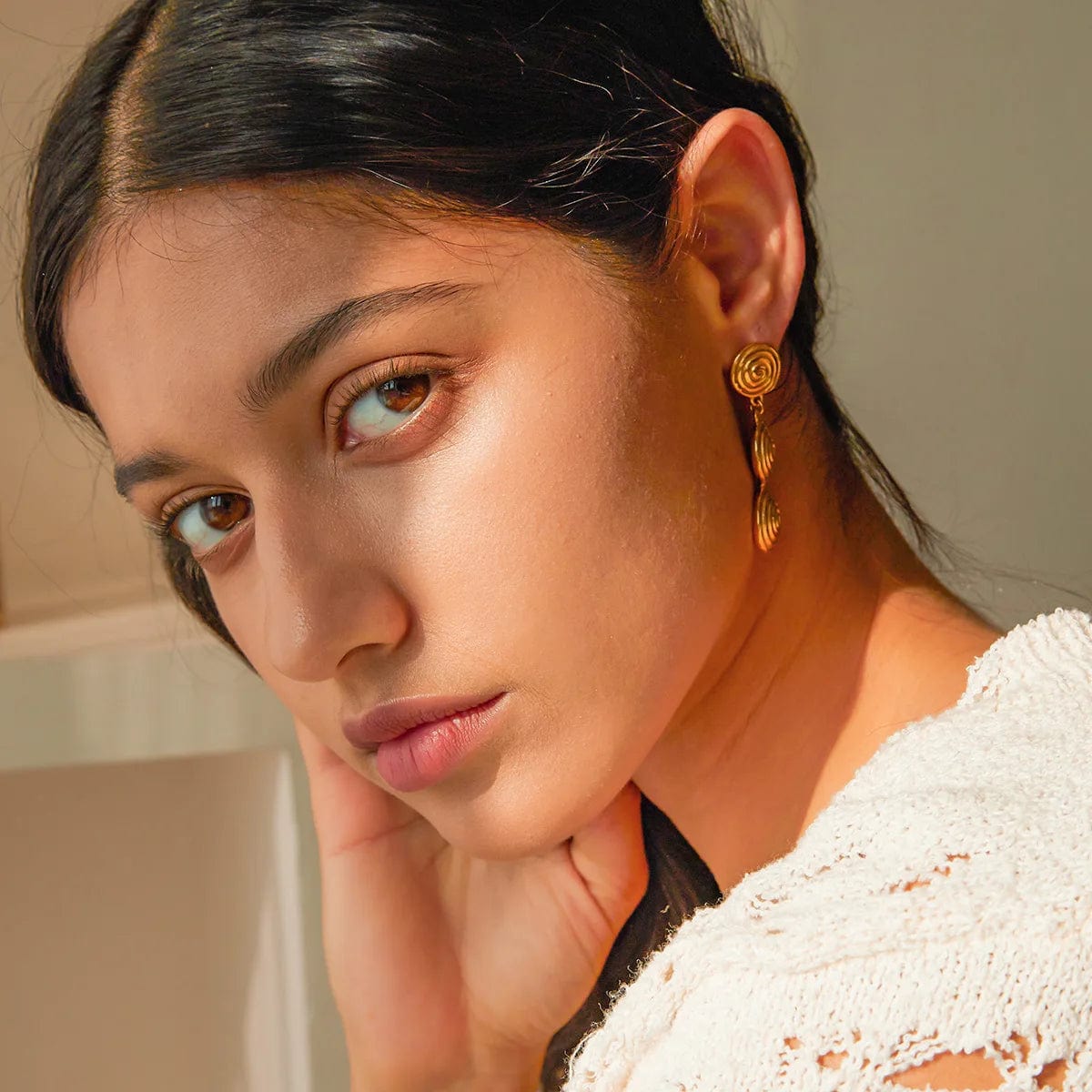 Ins Style / Gold New Style Dainty 18K Gold Plated Stainless Steel Jewelry Waterproof Simple Bamboo Hoop Earrings for Women