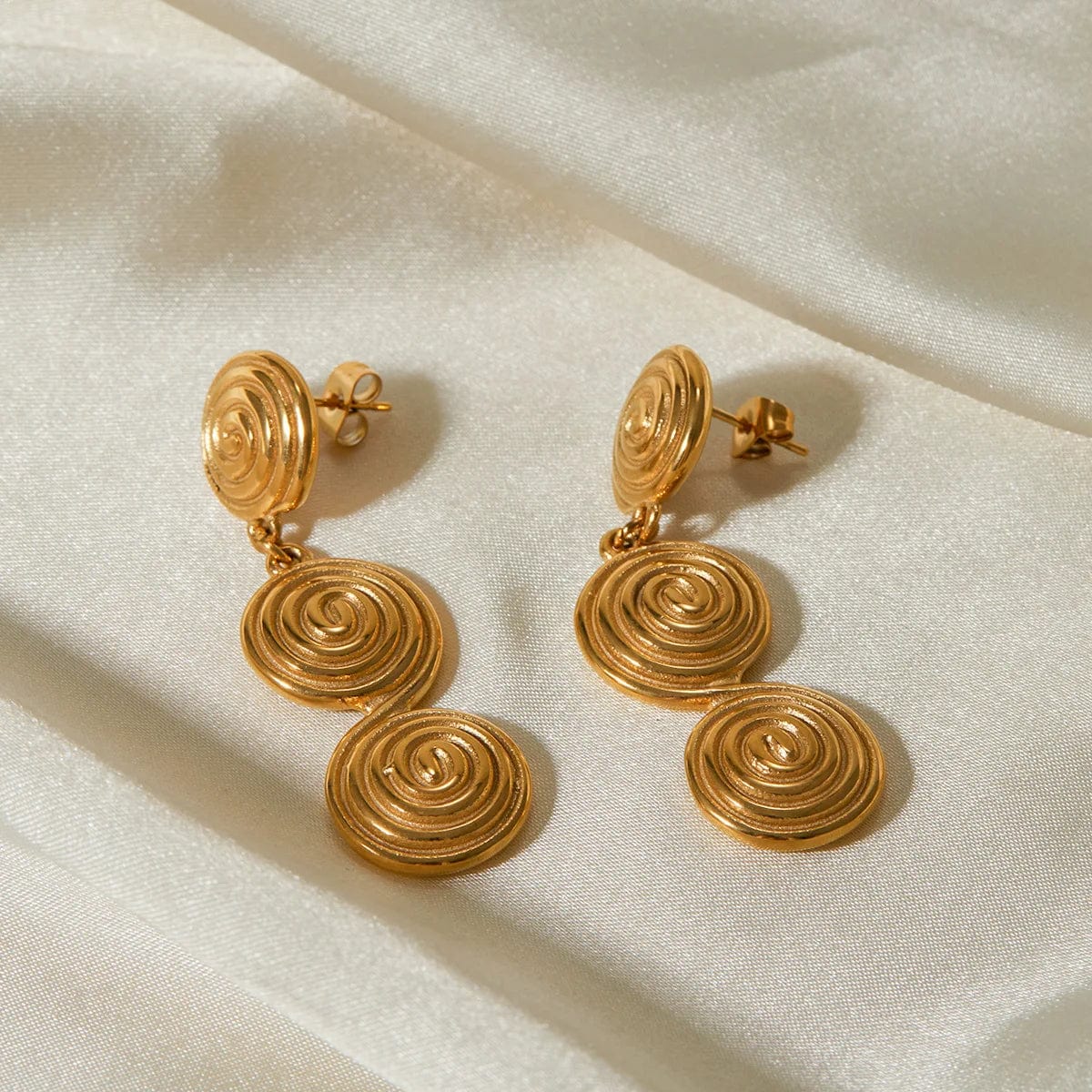Ins Style / Gold New Style Dainty 18K Gold Plated Stainless Steel Jewelry Waterproof Simple Bamboo Hoop Earrings for Women