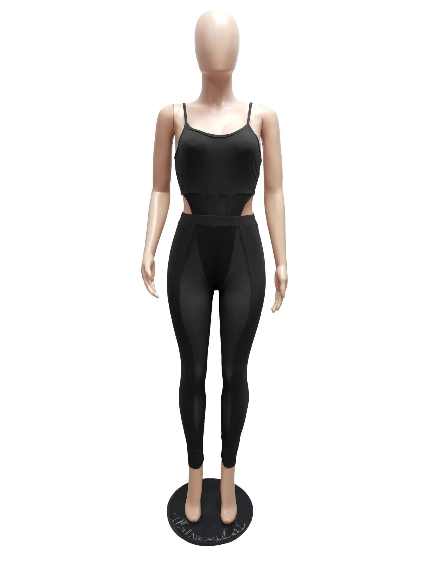 Ins Style Summer Women Sling Sexy Hollow Out Perspective 2 Piece Set Fashion Club Party Outfits Mesh Two Piece Pants Set