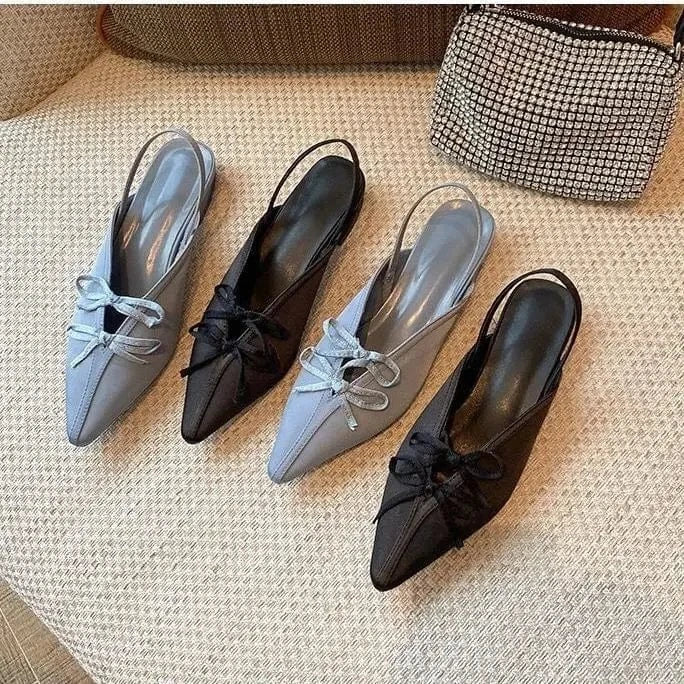 Ins Style Women Point Toe Bowknot Fashion Rome Sandals Ankle Strap Casual Ladies Mule Shoes