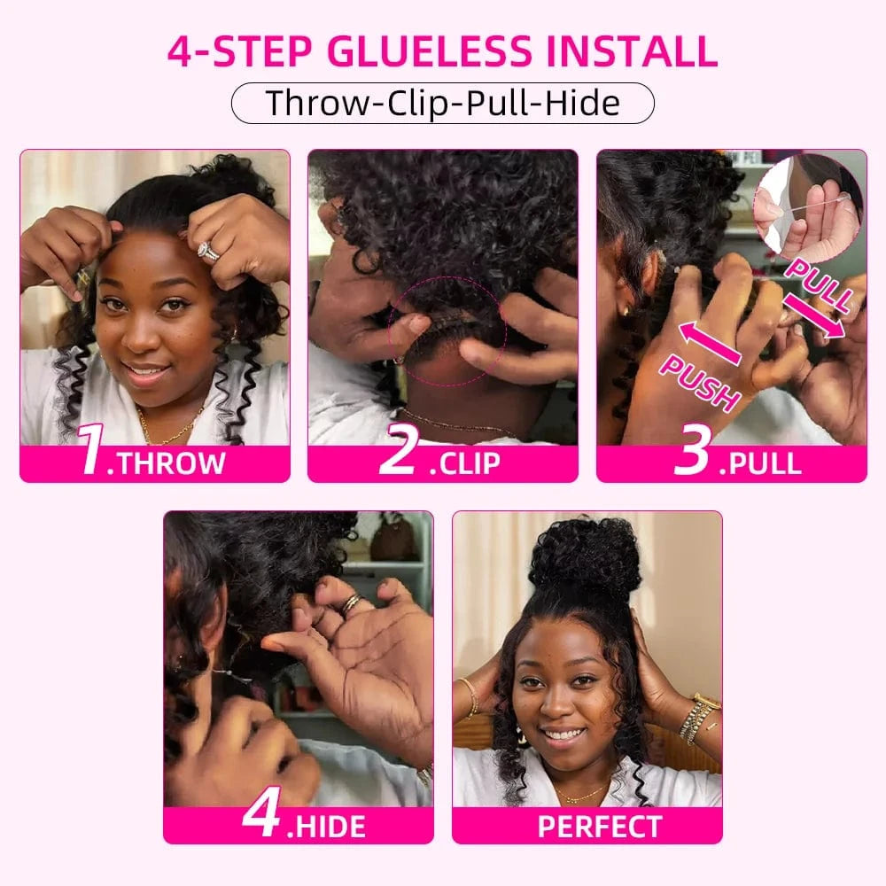 Invisi Strap 360 Glueless Full Lace Front Wigs Human Hair HD Straight 13x4 Lace Frontal Wig Pre Plucked Drawstring Wig for Women