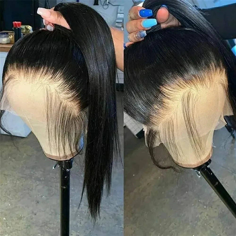 Invisi Strap 360 Glueless Full Lace Front Wigs Human Hair HD Straight 13x4 Lace Frontal Wig Pre Plucked Drawstring Wig for Women