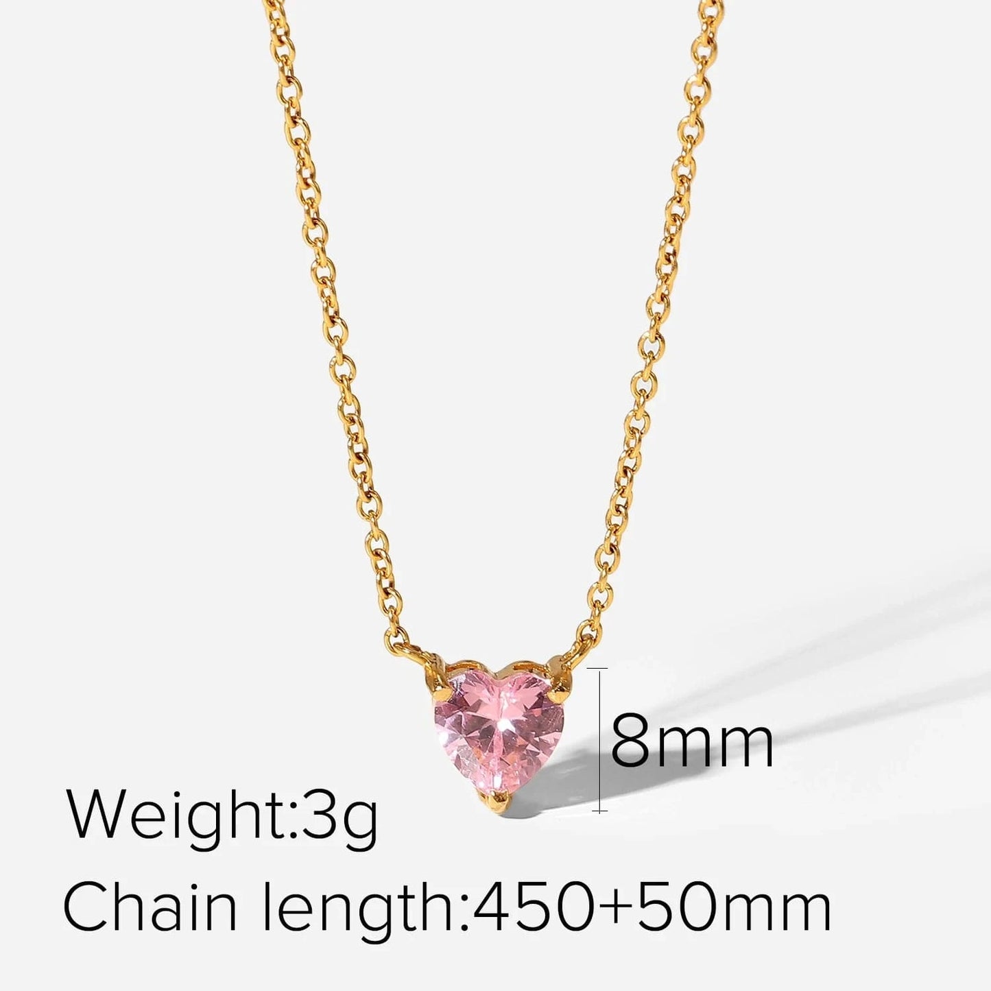 IVIAPRO Trendy Jewelry 18K Gold Plated Stainless Steel Necklace Heart Zircon Pendant Necklace for Women