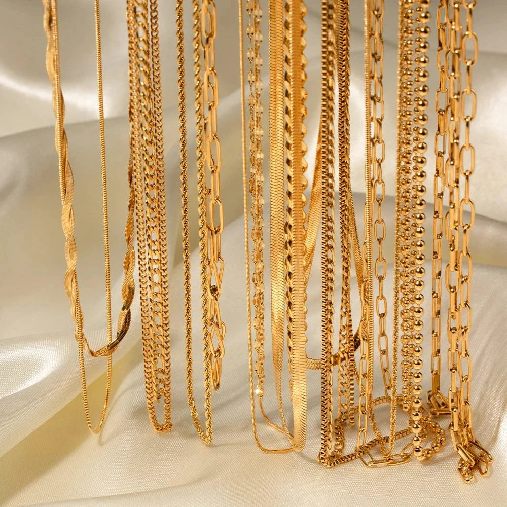 J&D Jewelry Stainless Steel Figaro Double Layer Necklace Snake Paperclip Chain Stacking Layer Chain Necklace