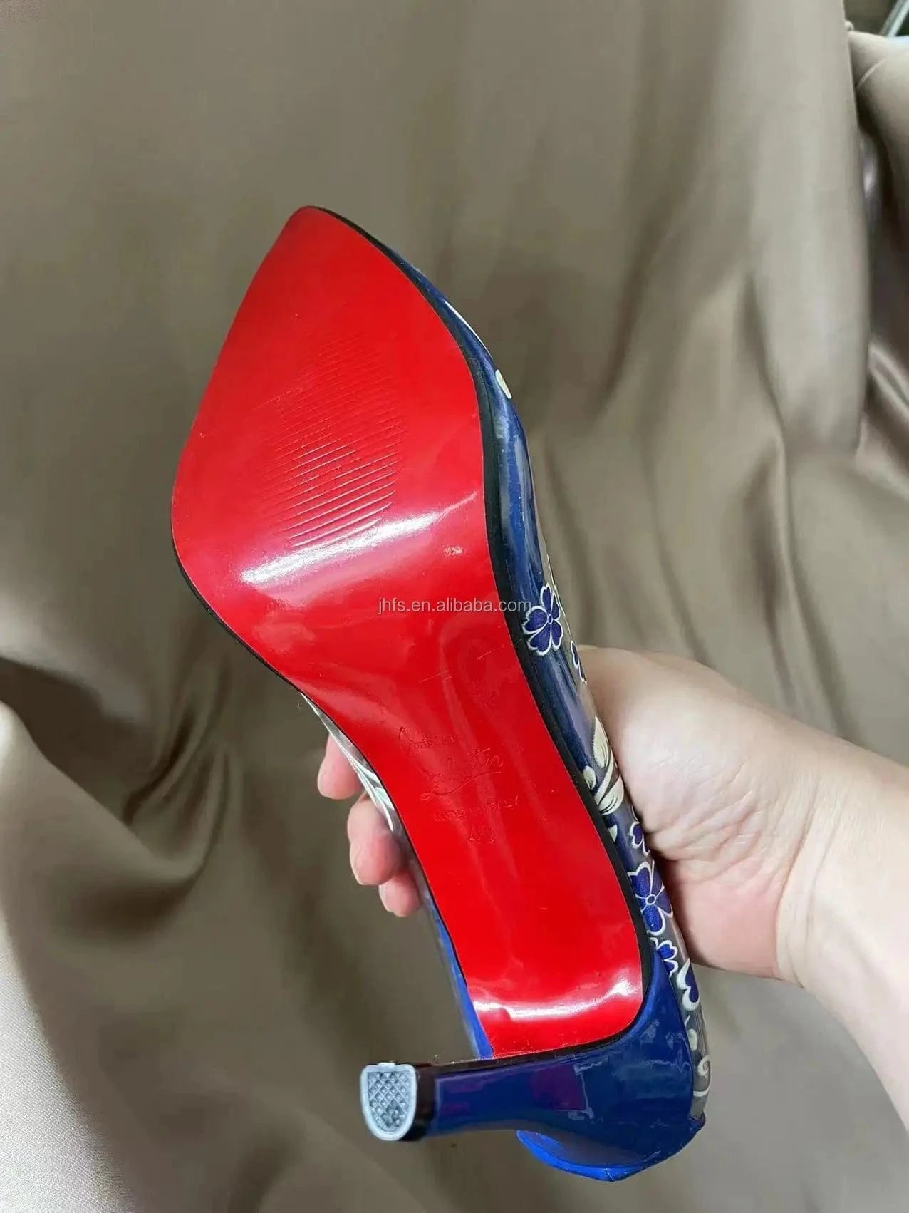 J&H 2022 hot sale clear heels with pointed toe women sexy floral print transparent heels stiletto shoes