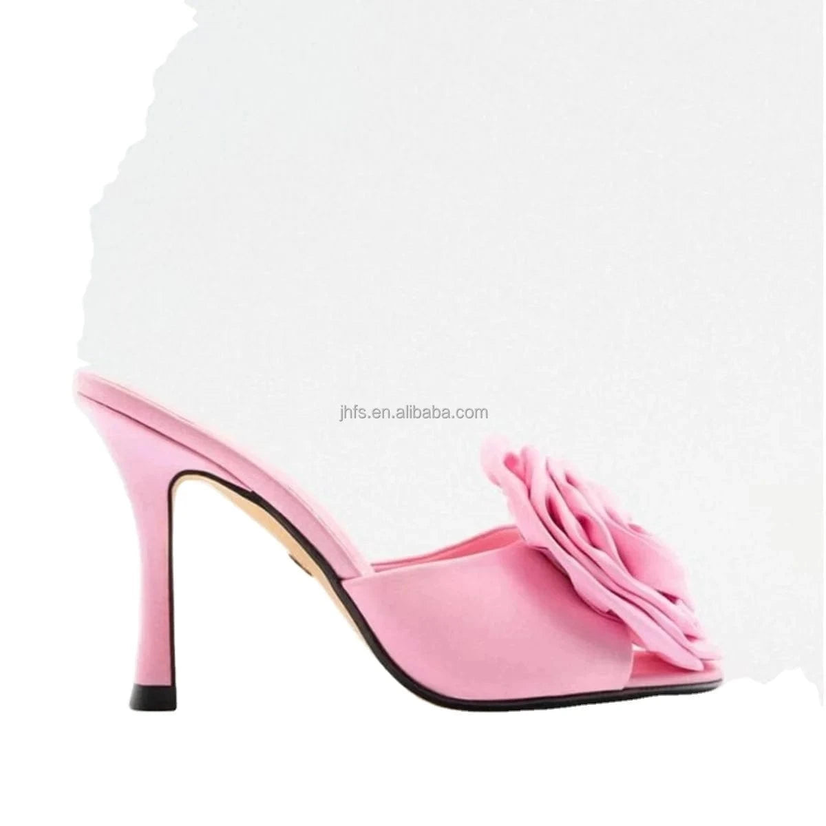 J&H 2022 new design stiletto heeled sandals with big flower pink color casual slipper heels for women and ladies