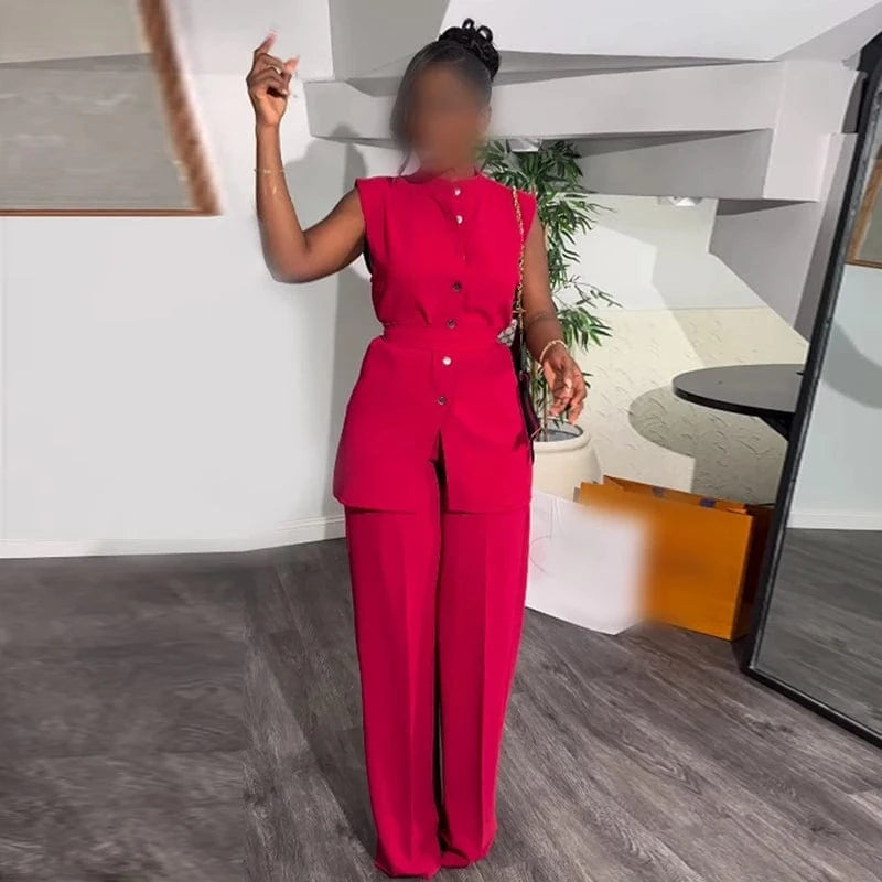 J&H 2024 New Arrivals Sleeveless Top 2 Piece Set Summer Lounge Set Women Two Piece Pants Set