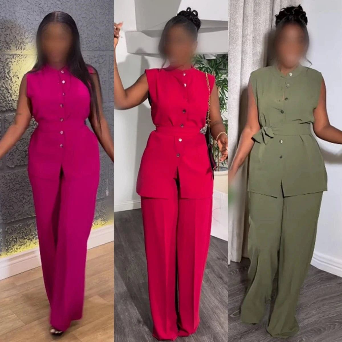J&H 2024 New Arrivals Sleeveless Top 2 Piece Set Summer Lounge Set Women Two Piece Pants Set