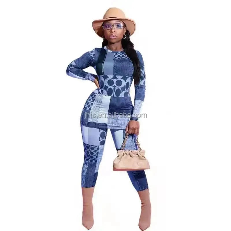 J&H 2024 Spring Long Sleeve T Shirt Matching Pants Lounge Wear Women Outfits