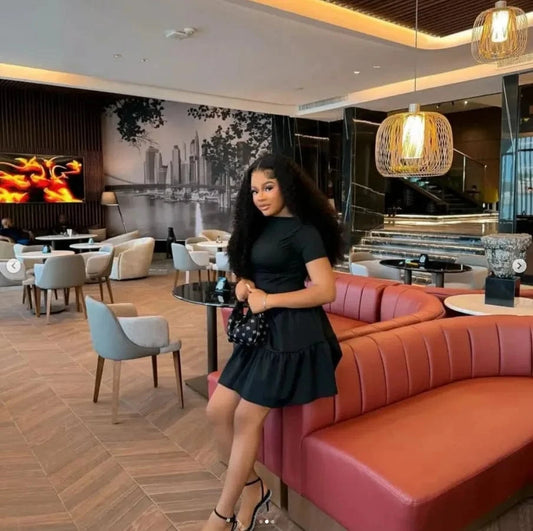 J&H 2024 Summer New French Design Sense of Quality Solid Color Pleated Puffy Short Sleeve Waist Wrap Pleated Dress