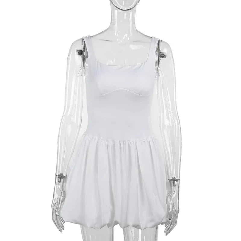 J&H Sexy Flower Bud Solid Color Suspender Dress 2024 Spicy Girl Tank Top Slim Fit Short Skirt Dress