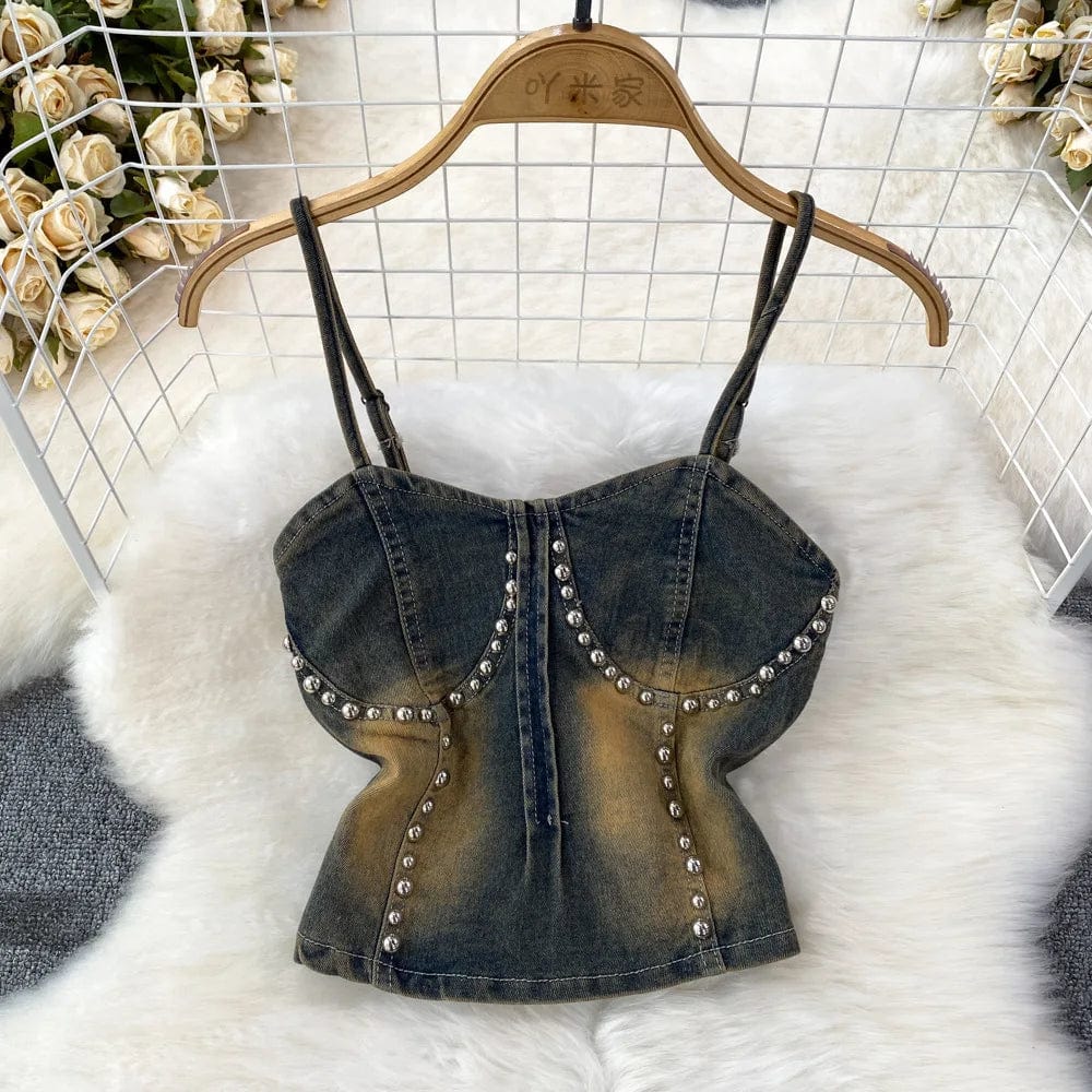 J&H Spring Summer 2024 Denim Y2k 2 Piece Set For Women Top And High Waist Skirts Set Clothing Wholesaleiece