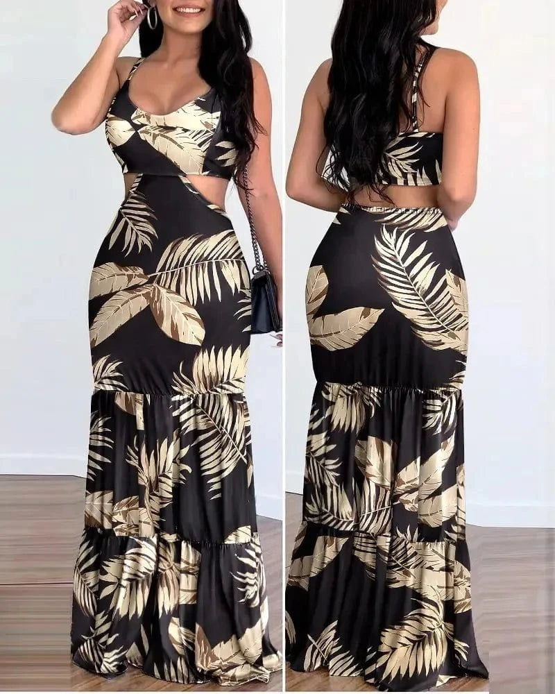 J&H Womans Clothing 2024 fashion summer printing sleeveless tube top elegant maxi dress summer casual Floral Boho Dressid length