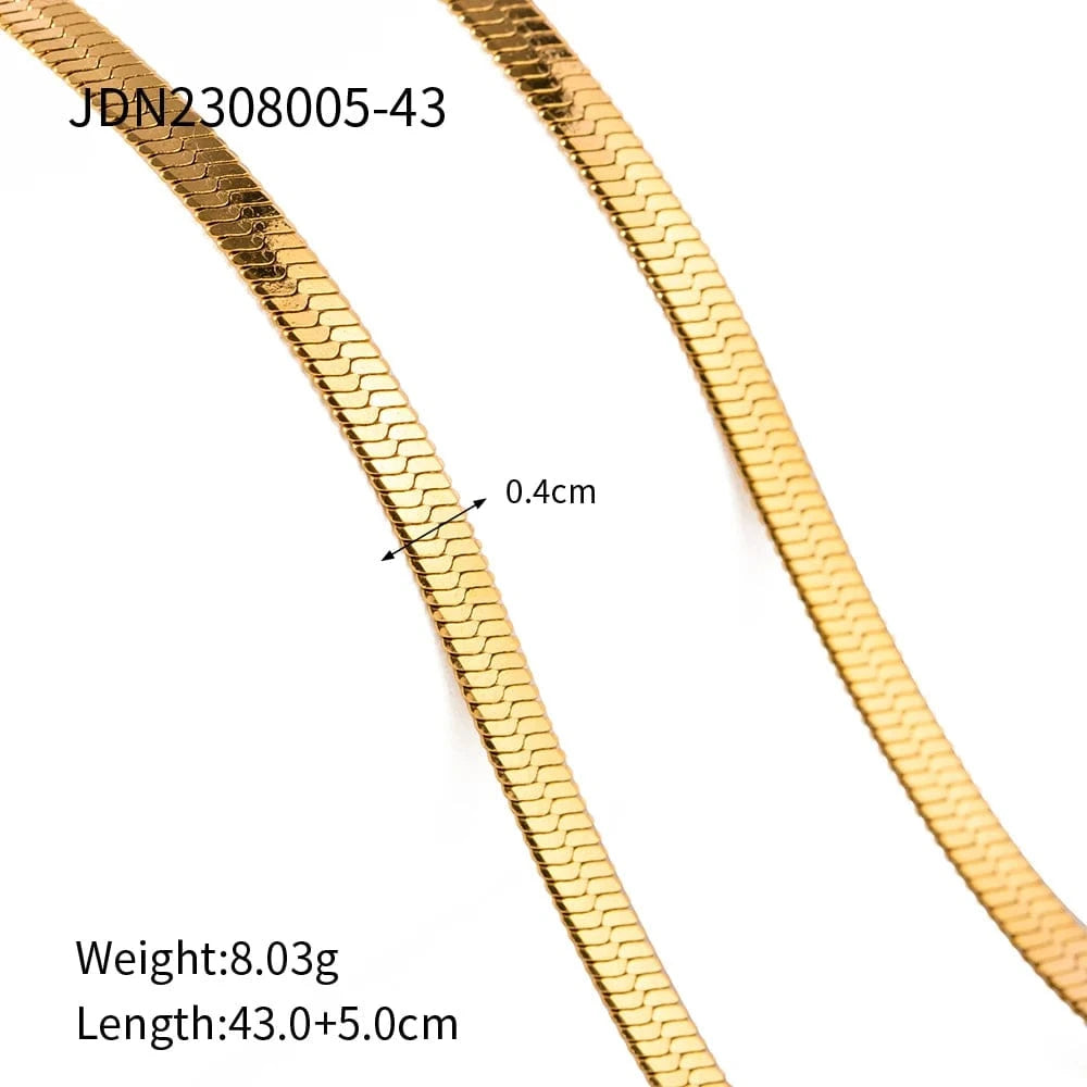 JDN2308005-43 J&D Jewelry 4mm Snake Chains Stainless Steel Choker Necklace Stacking Jewelry Flat Snake Chain Necklace