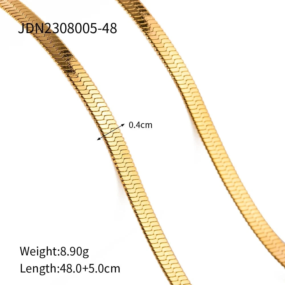 JDN2308005-48 J&D Jewelry 4mm Snake Chains Stainless Steel Choker Necklace Stacking Jewelry Flat Snake Chain Necklace