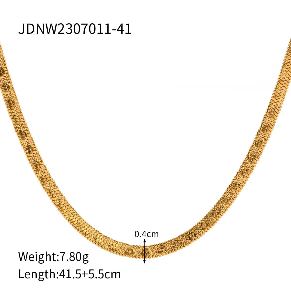 JDNW2307011-41 J&D Jewelry 3mm Chains Stainless Steel Choker Stacking Jewelry Embossing Heart Flat Snake Chain Necklace