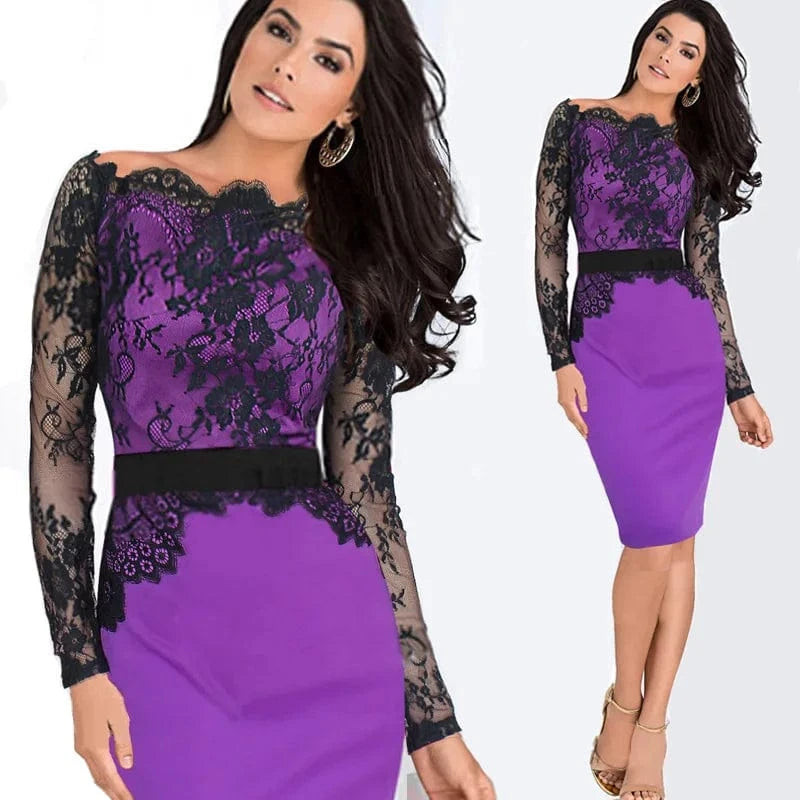 Jeffery ladies summer pick hip career dress lace overlay office dress for women