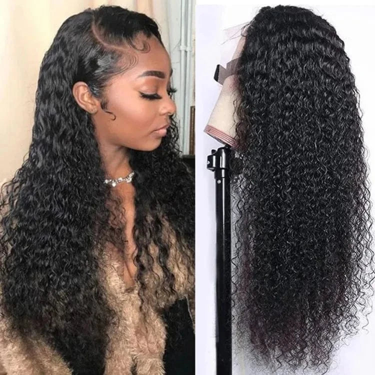 Jerry Curly wig / 16 Inches Lenaqueen Burmese Curly Hair Wig 4X4 13X4 Density 180% Wigs Human Hair Lace Front Brazilian Long Length Natural wig human hair