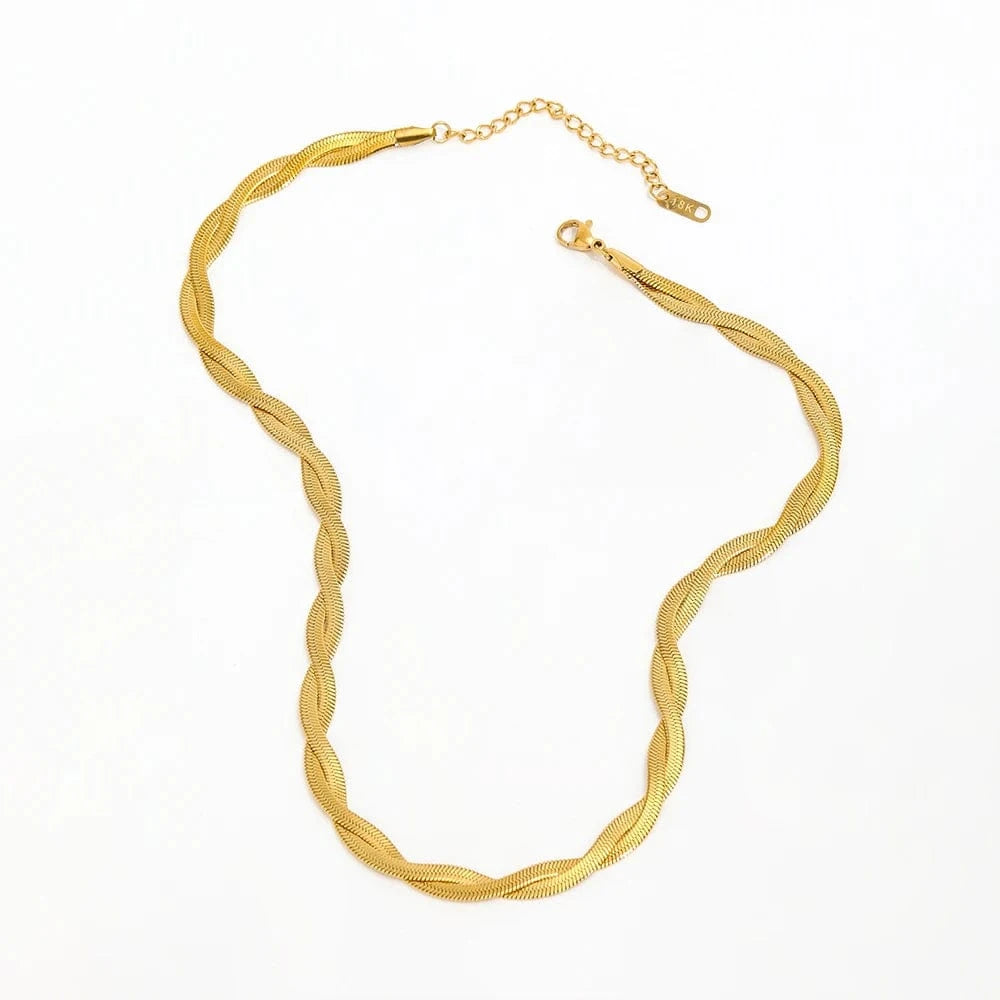 Joolim Jewelry 18K Gold Plated Twisted Snake Chain Necklace Stainless Steel Necklace Trendy Jewelry