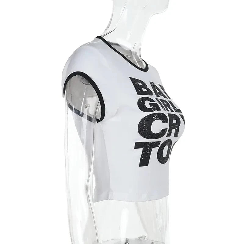 Joskaa 2025 Summer Women's Graphic Print T-Shirt Casual Color Block O-Neck Short Sleeve Slim Tees Y2K Streetwear Fashion Tops