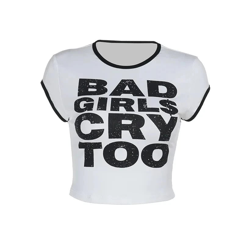 Joskaa 2025 Summer Women's Graphic Print T-Shirt Casual Color Block O-Neck Short Sleeve Slim Tees Y2K Streetwear Fashion Tops